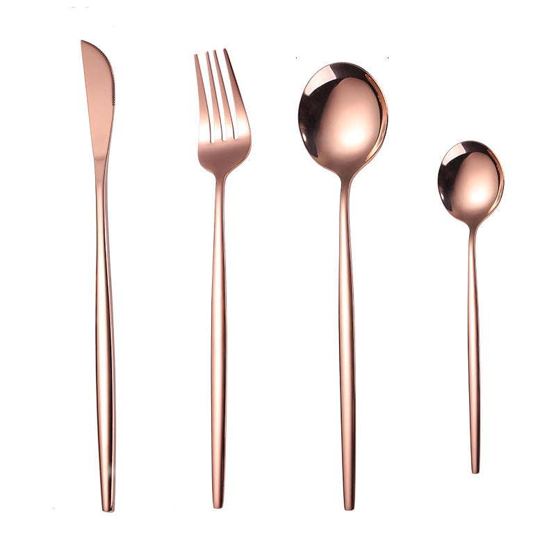 Portuguese Stainless Steel Knife Fork Spoon Golden Steak Knife Fork Set Four-Piece Tableware Set - V.I.P Digital Presence
