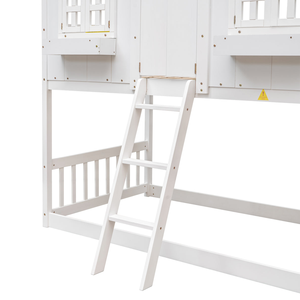 Twin over Twin House Bunk Bed with Roof , Window, Window Box, Door , with Safety Guardrails and Ladder,White - V.I.P Digital Presence