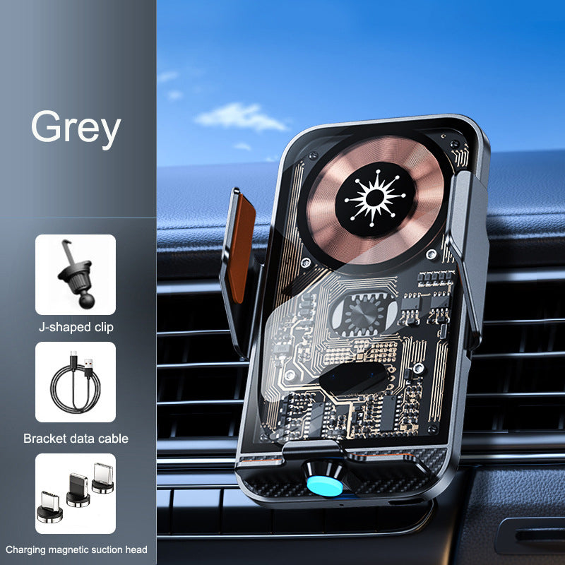 C11 car holder wireless phone charger infrared induction opening and closing navigation punk style transparent phone holder - V.I.P Digital Presence