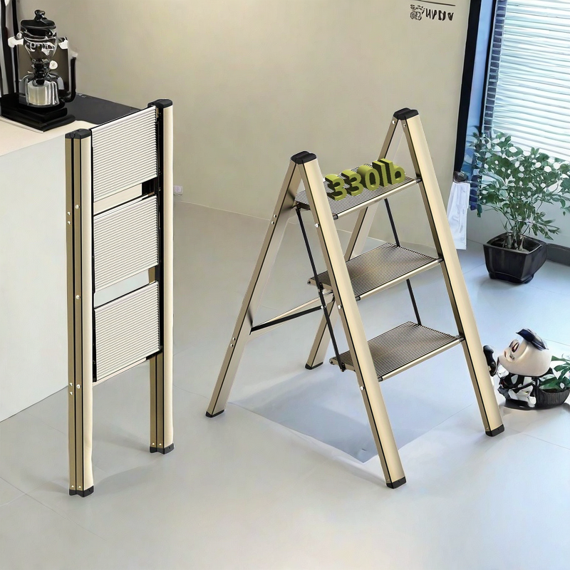 3-level ladder, aluminum alloy ladder, folding ladder, wide anti slip pedal, portable ladder with a weight capacity of 300 pound - V.I.P Digital Presence