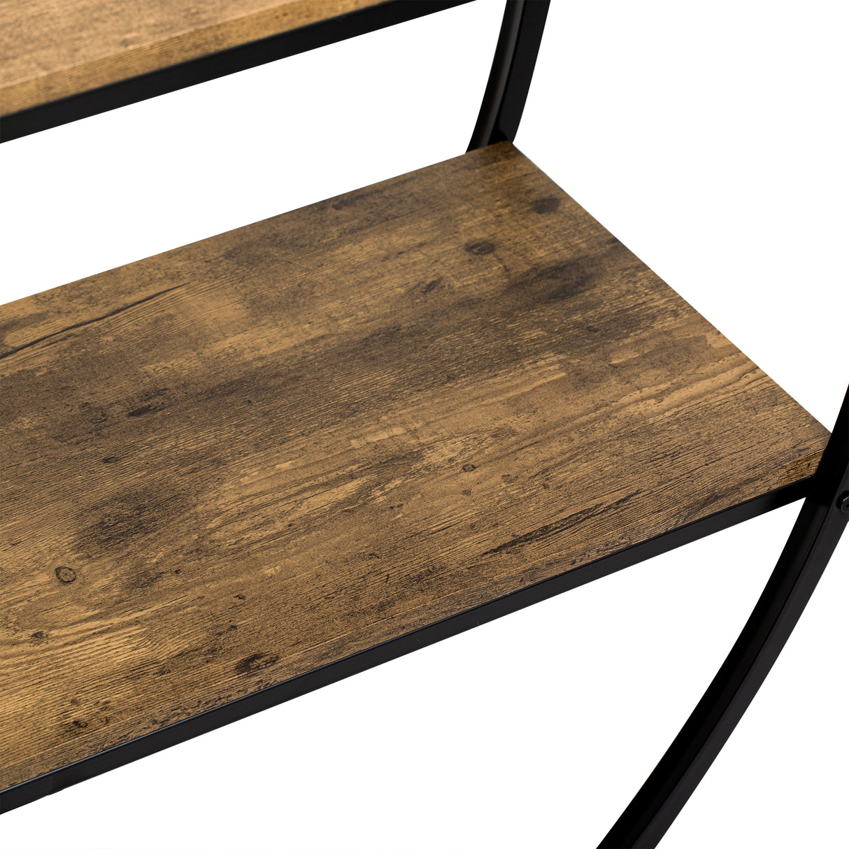 TREXM Rustic Industrial Design Demilune Shape Textured Metal Distressed Wood Console Table (Distressed Brown) - V.I.P Digital Presence