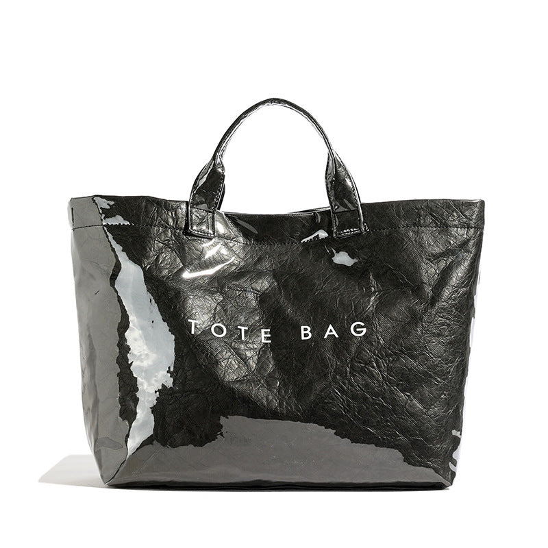Vintage PVC tote with DuPont lettering. Simple, transparent, large - capacity handbag for commuting women. - V.I.P Digital Presence