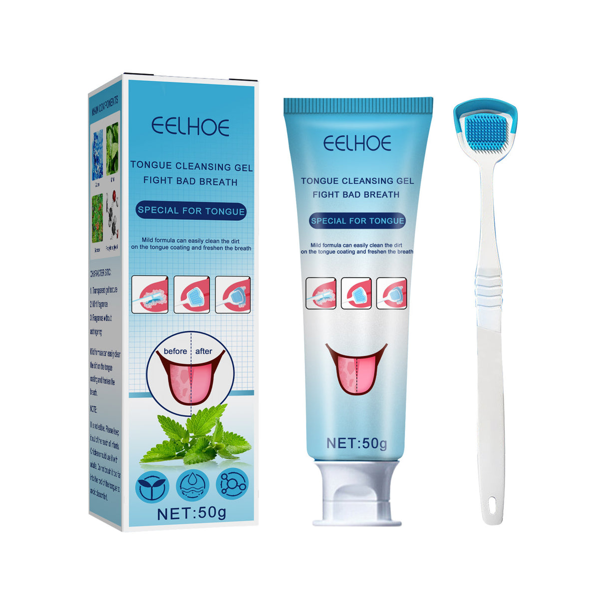 Tongue Coating Cleansing Gel, Tongue Coating Cleansing Oral Care Removes Bad Breath And Freshens Breath Gel With Brush - V.I.P Digital Presence