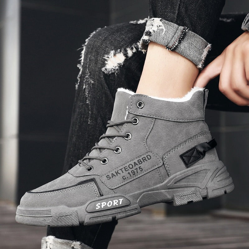 Cotton shoes, winter men's shoes, high top Martin boots, Bumblebee work boots, large size, medium top, fashionable shoes, men's boots, trendy shoes - V.I.P Digital Presence