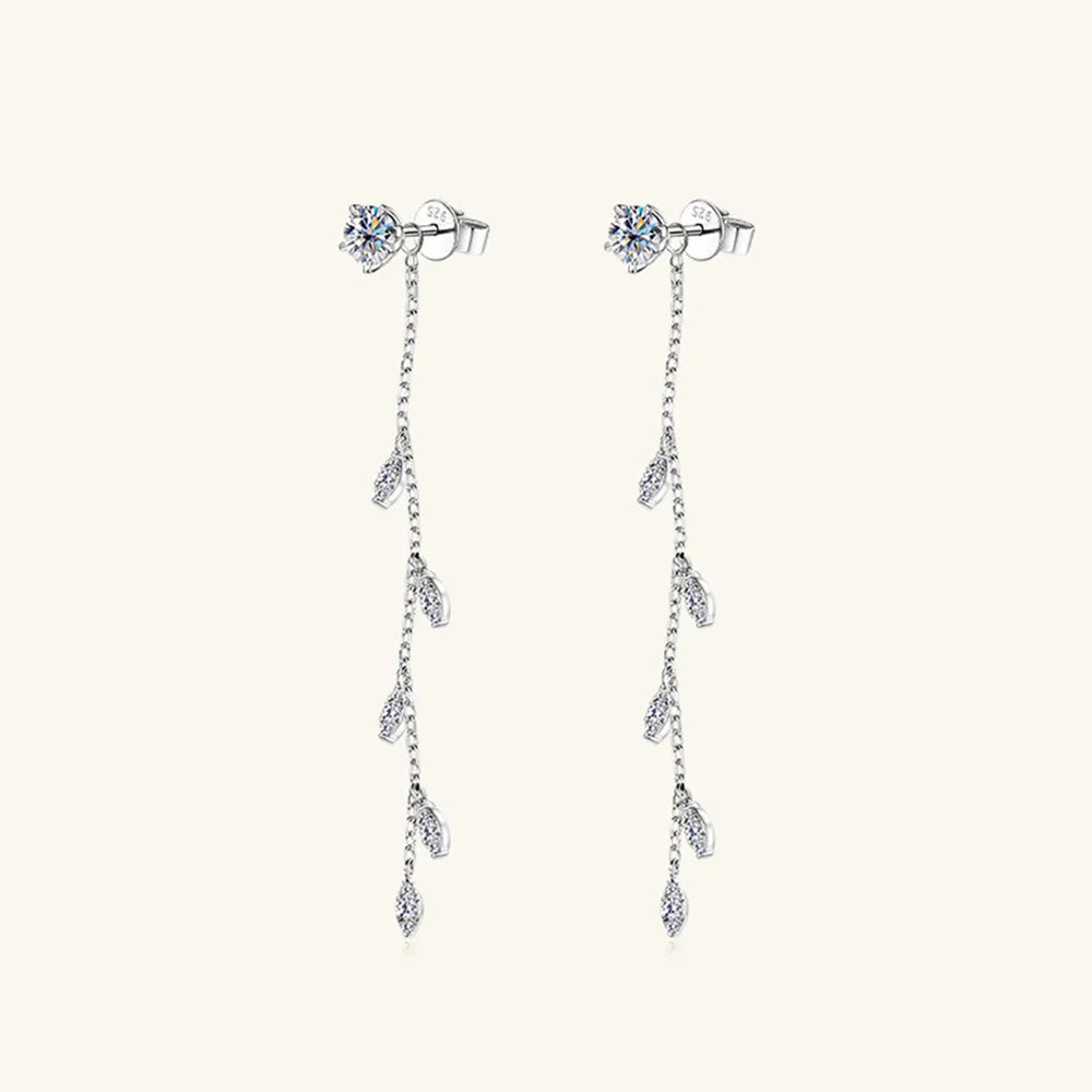 1.38 Carat Moissanite 925 Sterling Silver Leaf Earrings - V.I.P Digital Presence