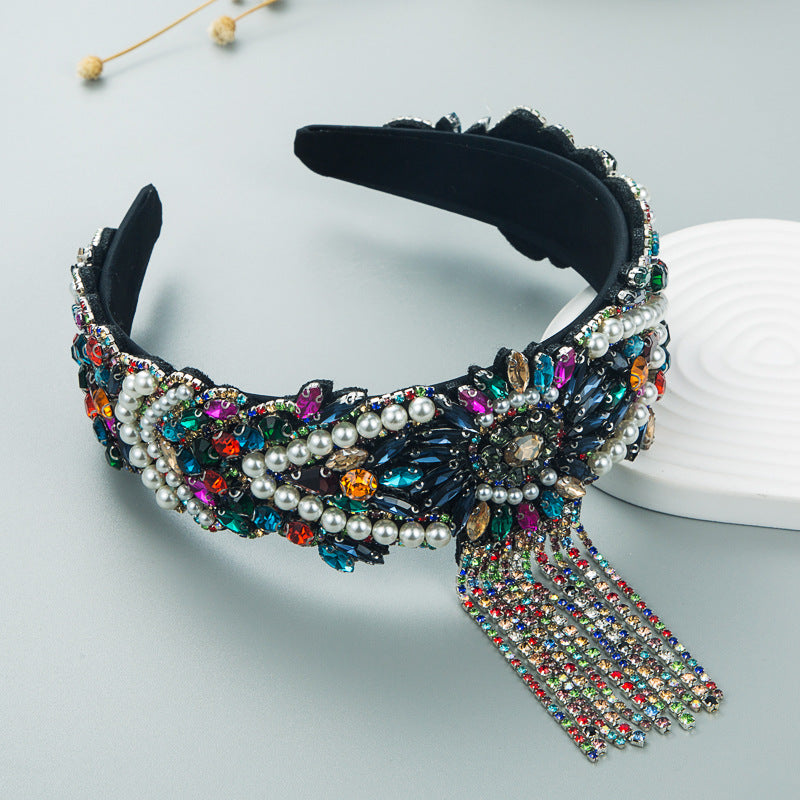 Hair Hoop Fashion French Palace Style Pearl Tassel Bangs Hair Cave High Quality Temperament All-Match Hair Hoop Hair Accessories - V.I.P Digital Presence