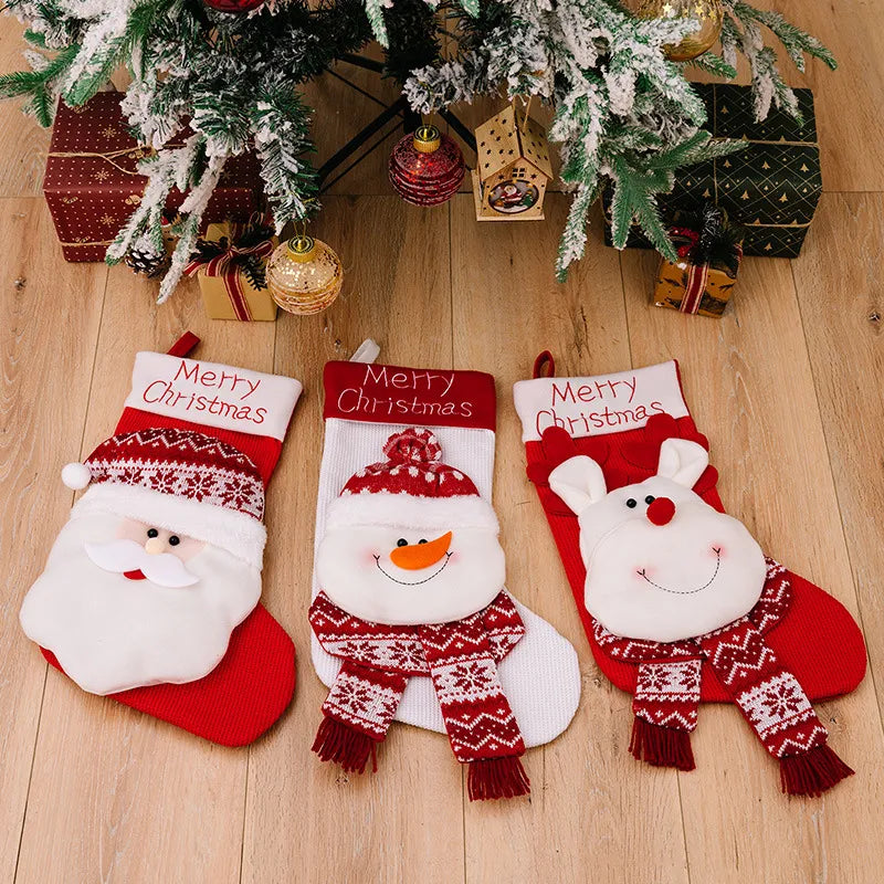 Christmas Decorative Socks 3D Elderly Elk Knitted Socks Children's Gift Bag Red Christmas Socks - V.I.P Digital Presence