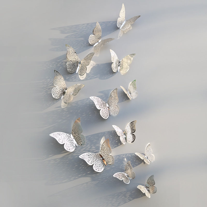 12pcs 3D Hollow Butterfly Wall Sticker for Home Decor DIY Butterflies Fridge stickers Room Decoration Party Wedding Decor - V.I.P Digital Presence