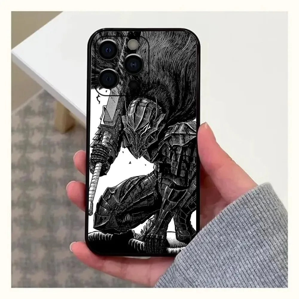 Funda de anime GutsrkiPhone para el nuevo SE 15 en negro