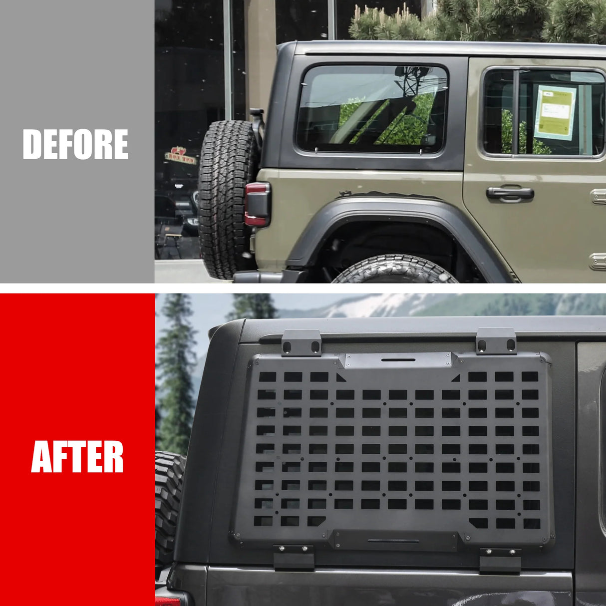 Rear Window Molle Panel System for 2018-2024 Jeep Wrangler JL 4Doors - Modular Storage and Protective Decoration - V.I.P Digital Presence