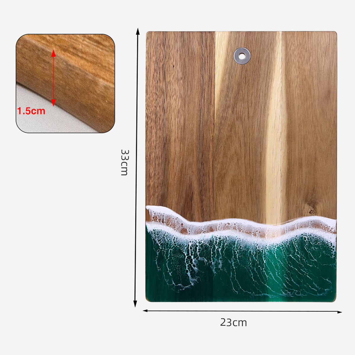 Wood Cutting Board Resin Blue green Wave Pattern - V.I.P Digital Presence