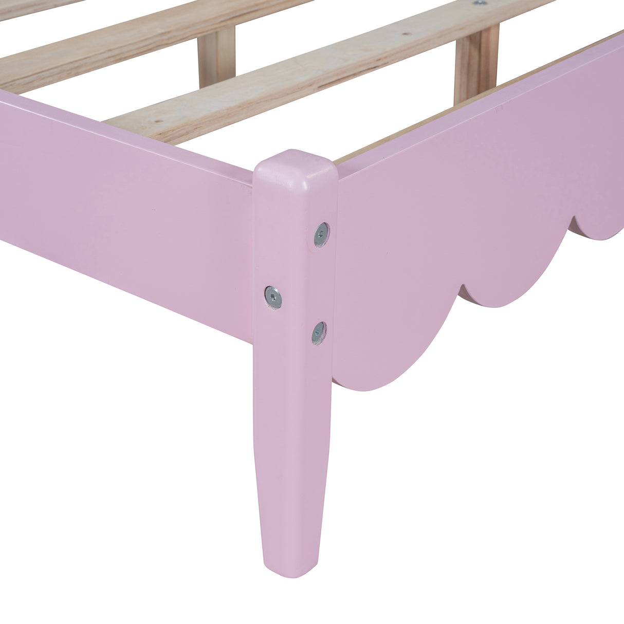 Full Size Wood Platform Bed Frame, Retro Style Bed with Rectangular Headboard,No Need Box Spring,Pink - V.I.P Digital Presence