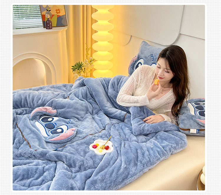 Double sided Arctic fleece pillow with embroidered fabric, dual-use office car nap blanket cushion - V.I.P Digital Presence