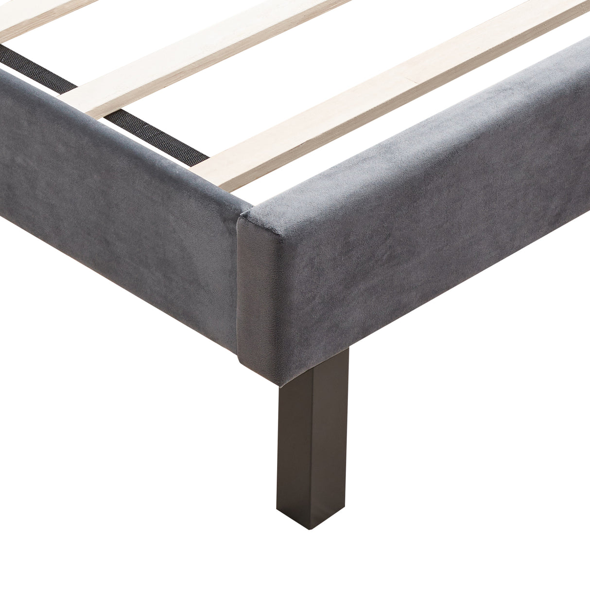 Velvet Button Tufted-Upholstered Bed with Wings Design - Strong Wood Slat Support - Easy Assembly - Gray Queen platform bed - V.I.P Digital Presence