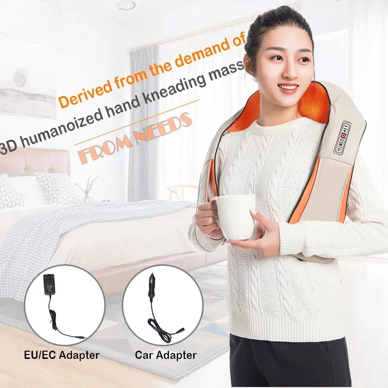 Electrical Shiatsu U Shape Massage Shawl Back Neck Shoulder Body Massager Device Infrared Heated Kneading Home Massage Shawl - V.I.P Digital Presence