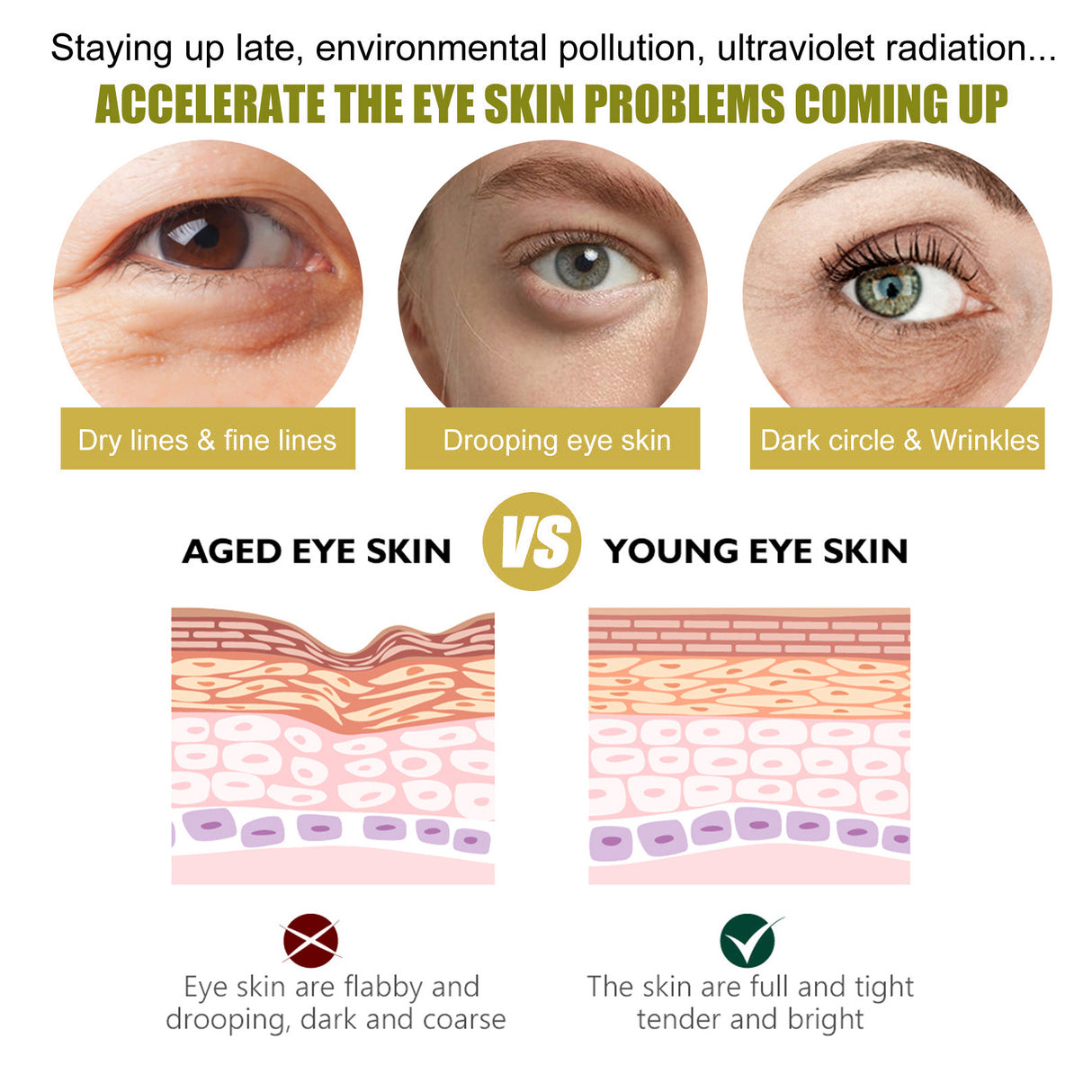 Mascarilla de ojos hidratante y reafirmante de oro de 24 quilates que difumina líneas finas y ojeras.