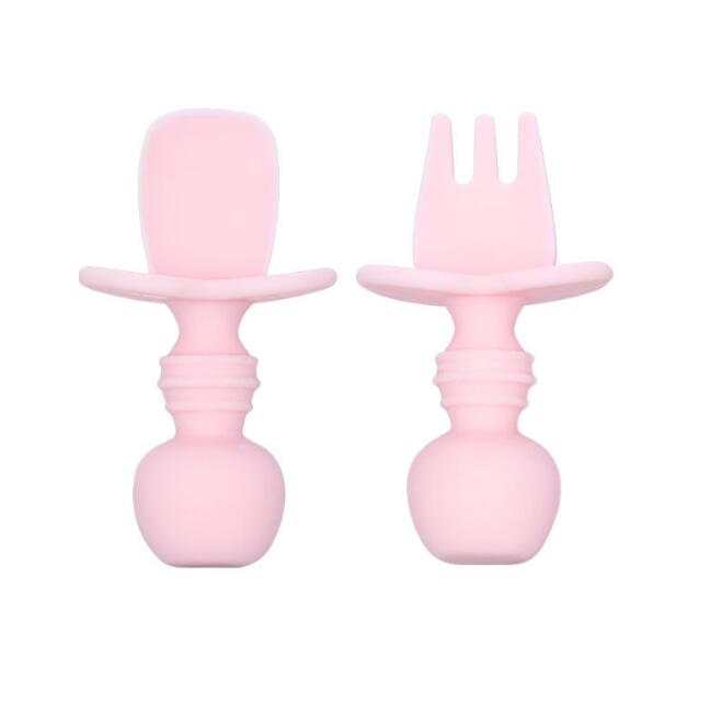 Vajilla infantil Juego de platos para bebés Juego de tenedor y cuchara de silicona