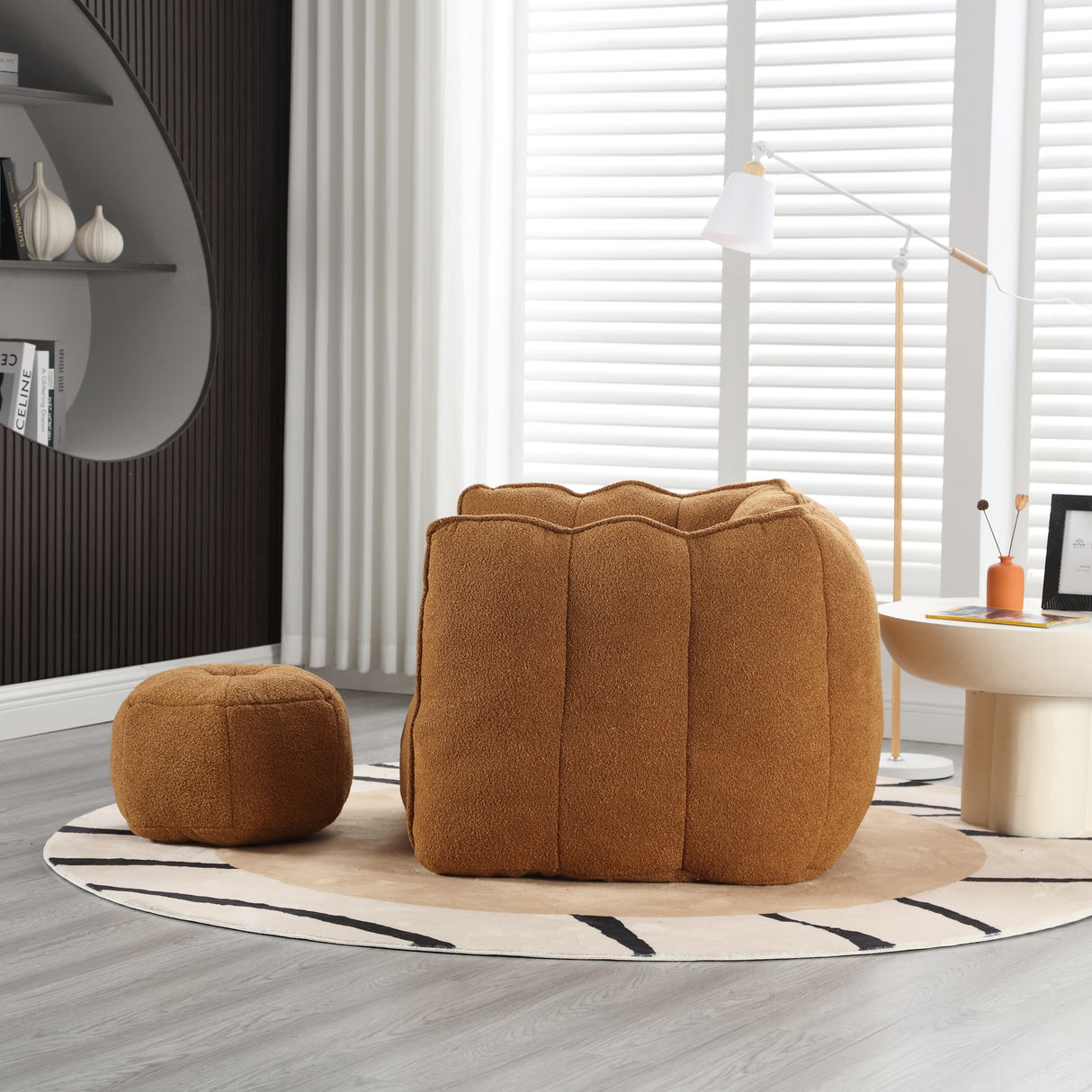 Soft Bean Bag Chair with High Resilient Foam(Chips)for living room and bedroom Comfortable Square Lazy Sofa with Footstool - V.I.P Digital Presence