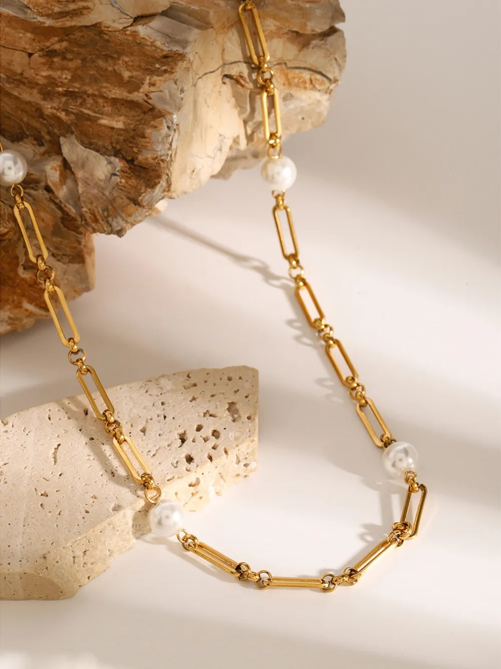Stainless Steel Pearl Chain Necklace - V.I.P Digital Presence