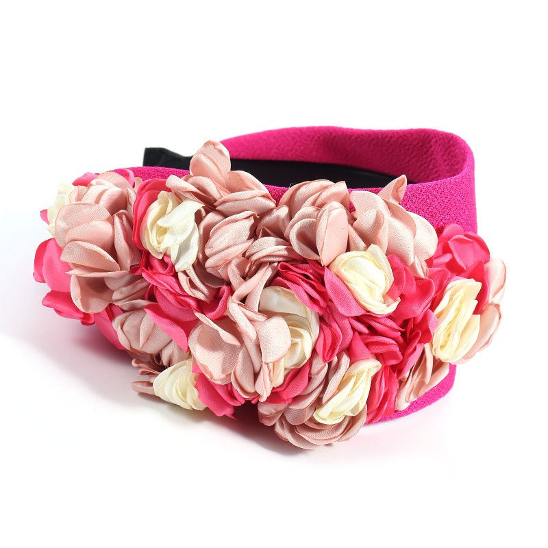 Fashionable design side three-dimensional flower handmade fabric headband headband - V.I.P Digital Presence