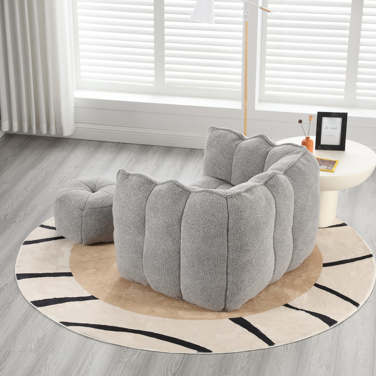 Soft Bean Bag Chair with High Resilient Foam(Chips)for living room and bedroom,Comfortable Square Lazy Sofa with Footstool - V.I.P Digital Presence