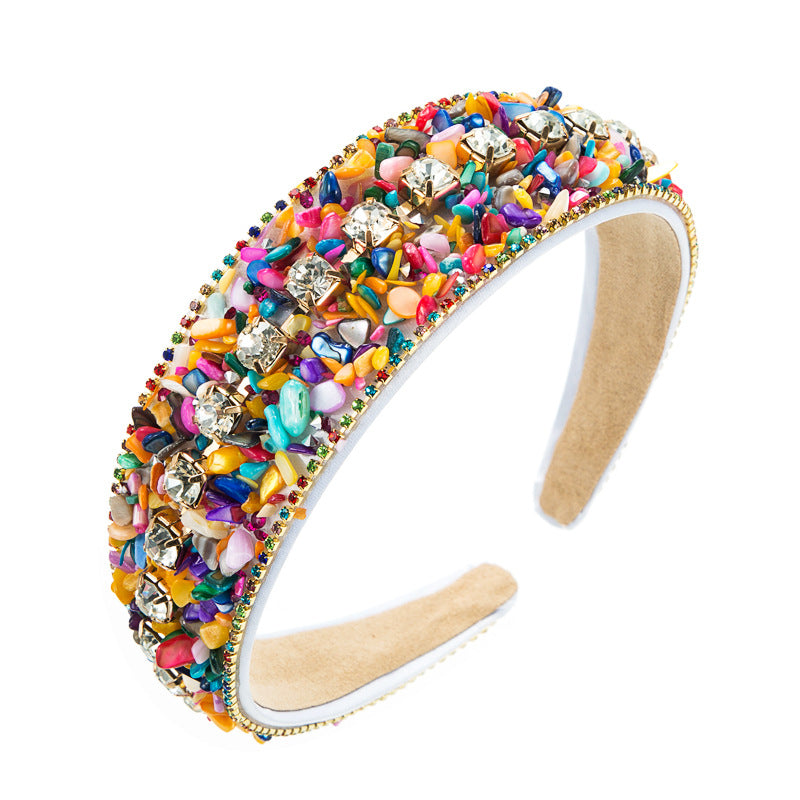 Fashion Design Colorful Turquoise Set Diamond Wide Edge Fabric Candy Color Headband Versatile Headwear - V.I.P Digital Presence