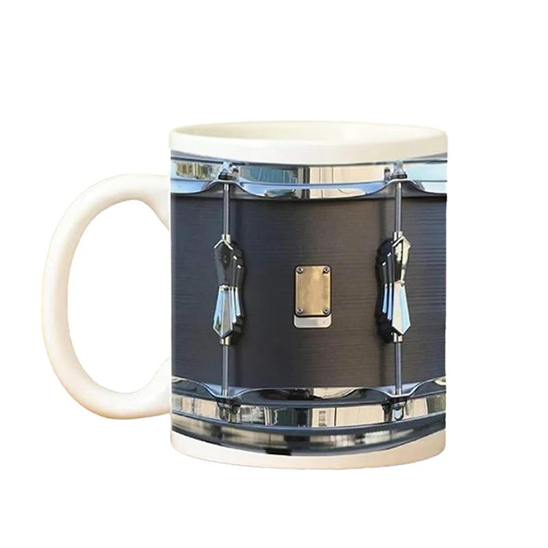 Vintage Drum Mug, 11oz. Black & White, Funny Ceramic Mug. Ideal Cool Gift for Drummers and Musicians. - V.I.P Digital Presence