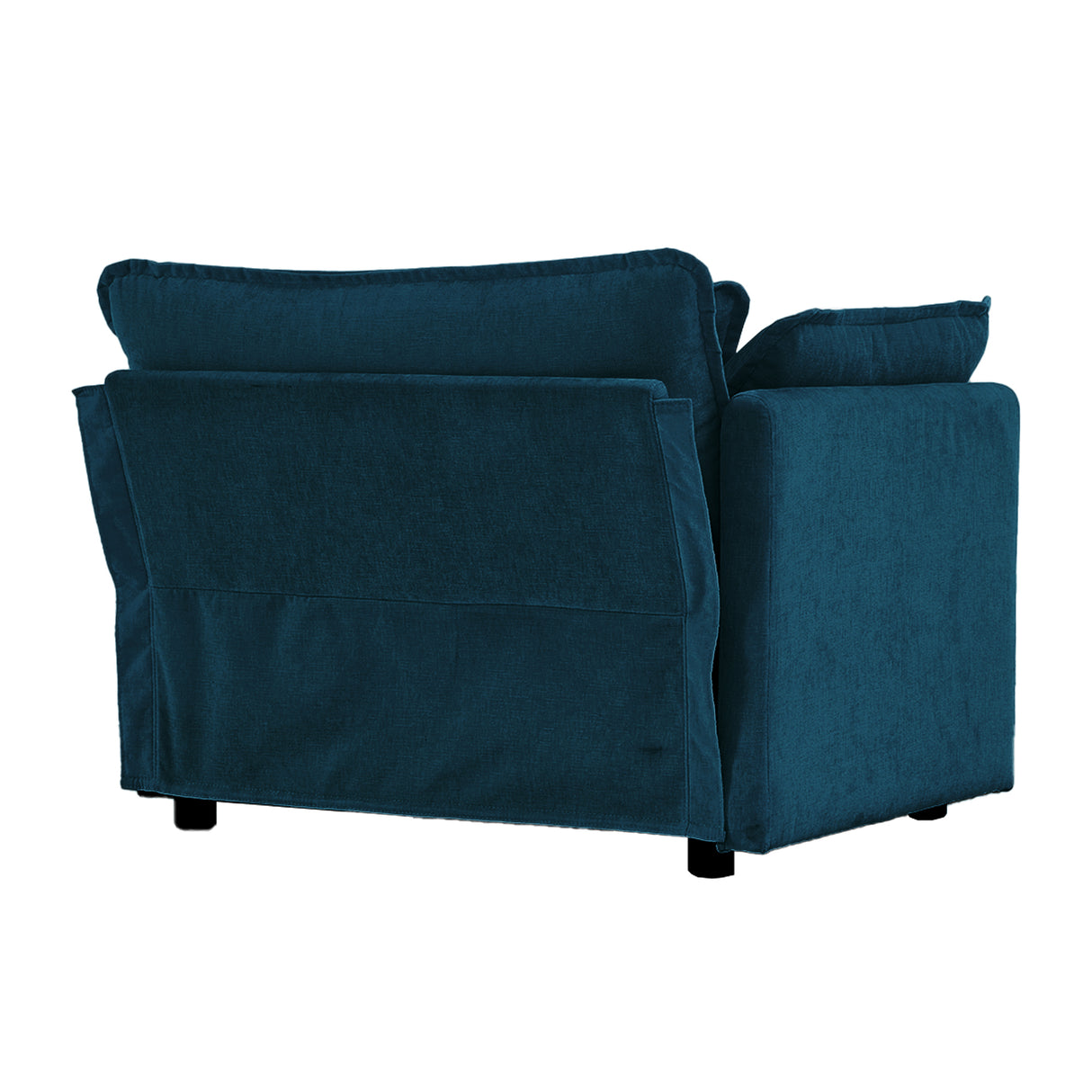 Comfy Deep Single Seat Sofa Upholstered Reading Armchair Living Room Chair Blue Chenille Fabric , 1 Toss Pillow - V.I.P Digital Presence