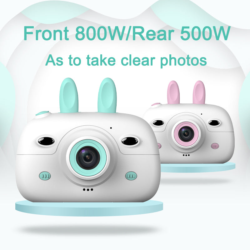 New Children's Camera Rabbit Ears Cartoon Mini Small SLR HD Screen Dual Lens Digital Camera Gift For Children