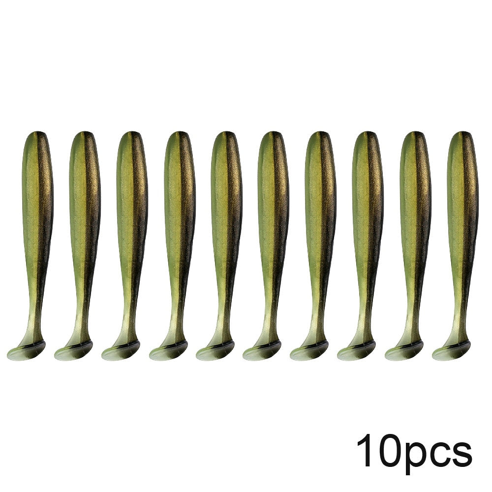 QXO 10 piezas/lote de señuelos blandos de silicona, 7 cm, 2 g, artículos para pesca en el mar, PVA Swimbait Wobblers, aparejos artificiales