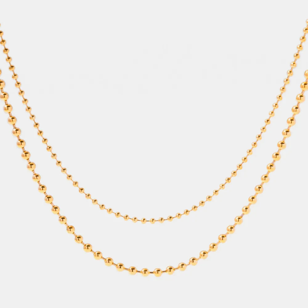 18K Gold-Plated Lobster Closure Bead Necklace - V.I.P Digital Presence