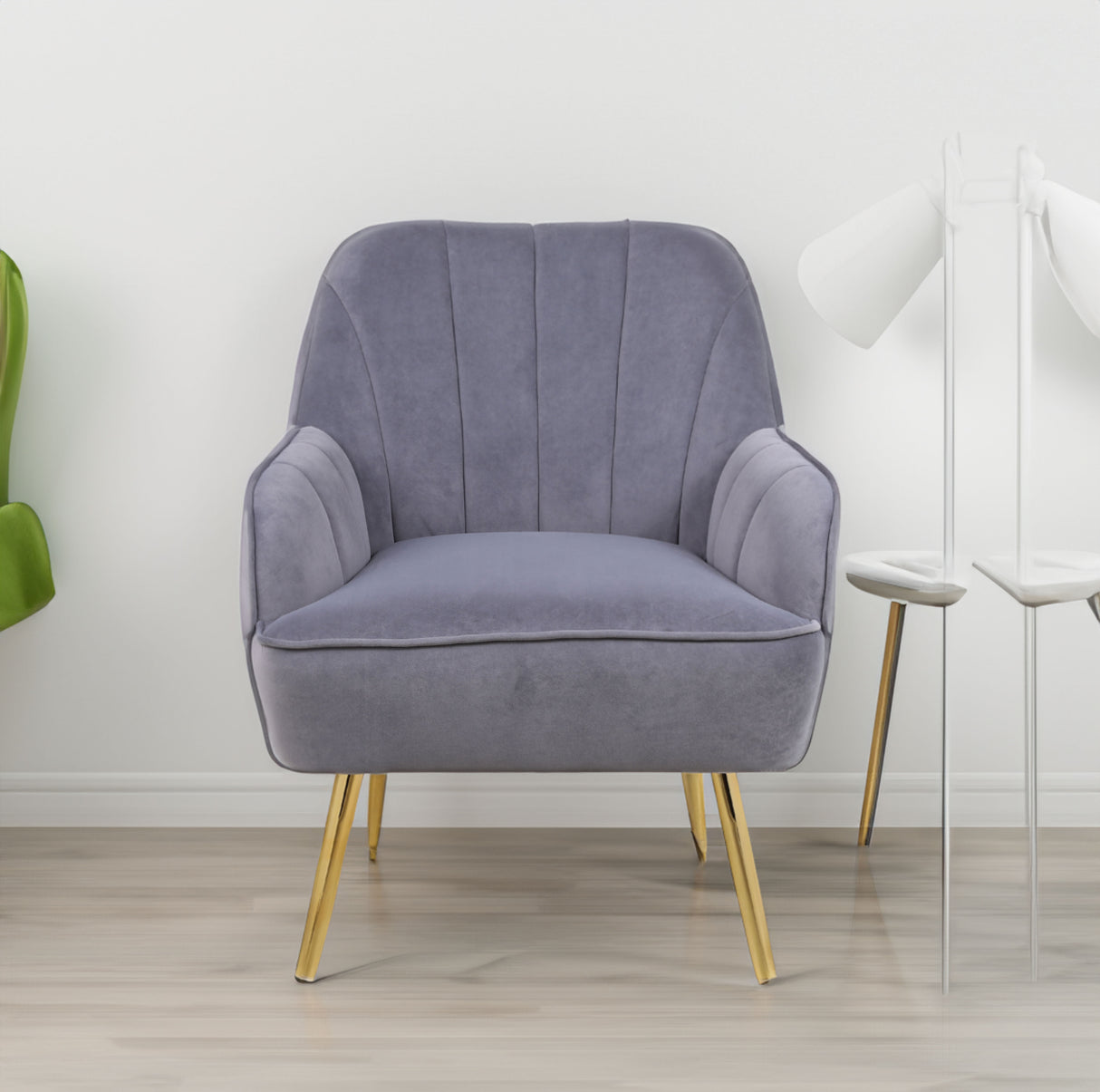 Modern Mid Century Chair velvet Sherpa Armchair for Living Room Bedroom Office Easy Assemble - V.I.P Digital Presence