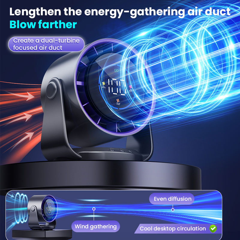 2025 New 100-Speed High - Speed Circulating Fan for Home. 6 - Inch Charging Digital Display, Turbo Desktop Electric Fan - V.I.P Digital Presence