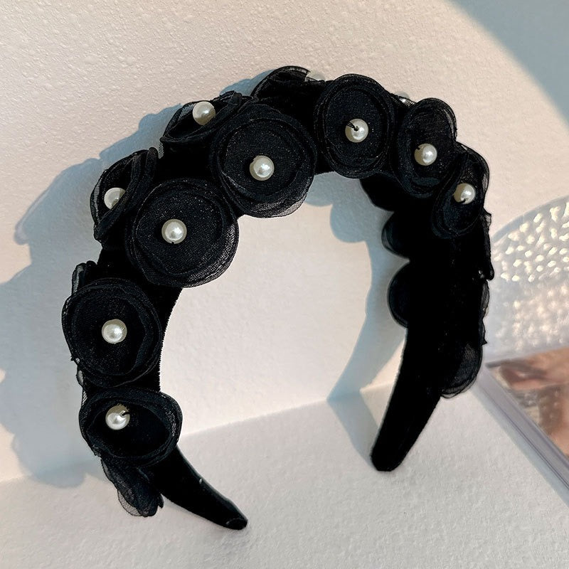 Fashionable fabric pearl flower headband - V.I.P Digital Presence