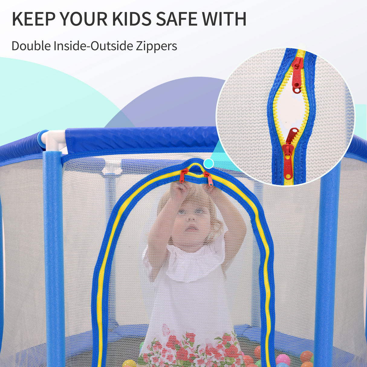 55'' Toddlers Trampoline with Safety Enclosure Net and Balls, Indoor Outdoor Mini Trampoline for Kids - V.I.P Digital Presence