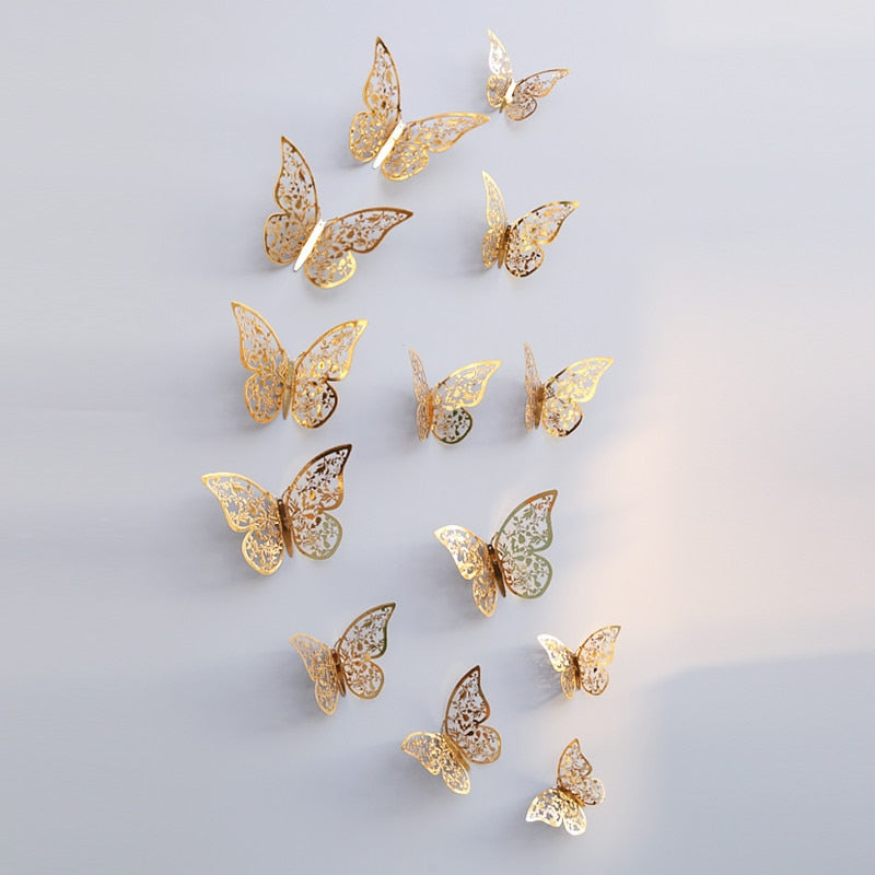 12pcs 3D Hollow Butterfly Wall Sticker for Home Decor DIY Butterflies Fridge stickers Room Decoration Party Wedding Decor - V.I.P Digital Presence