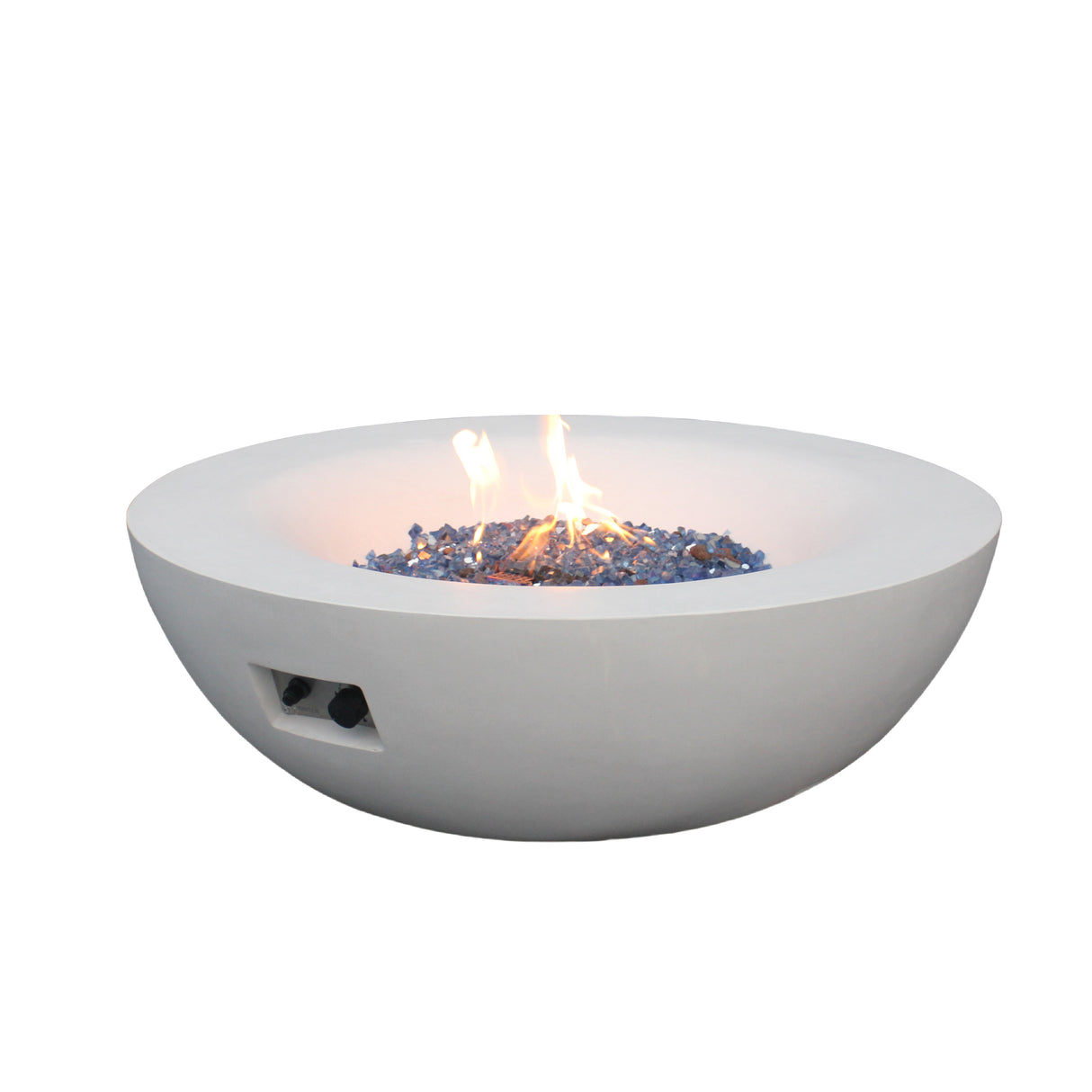 42 Inch Outdoor Concrete Propane gas Fire Pit bowl in Antique white color - V.I.P Digital Presence