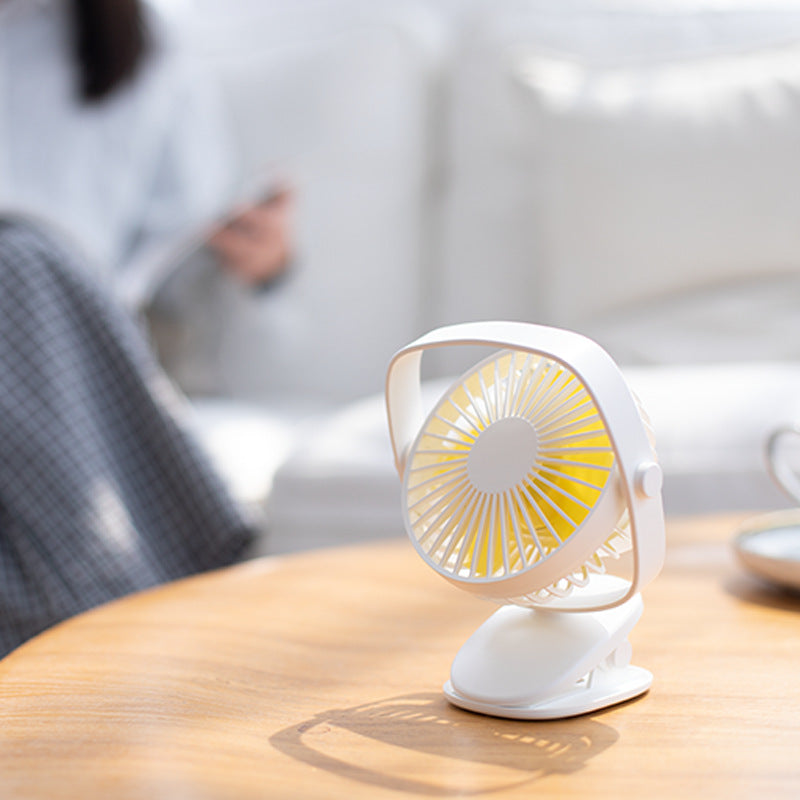 Ventilador de clip mini silencioso de escritorio, pequeño ventilador para cochecito de estudiante, dormitorio, ventilador de carga USB