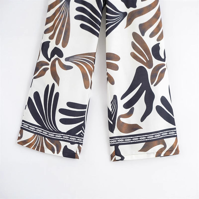 Spring and Summer NewStyle Design Sense Unique All-Match Casual Loose Retro Commuting Printed Wide-Leg Pants - V.I.P Digital Presence