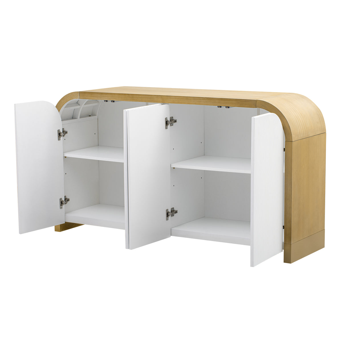 U-STYLE four door curved corner design wavy door panel cabinet with adjustable shelves - V.I.P Digital Presence