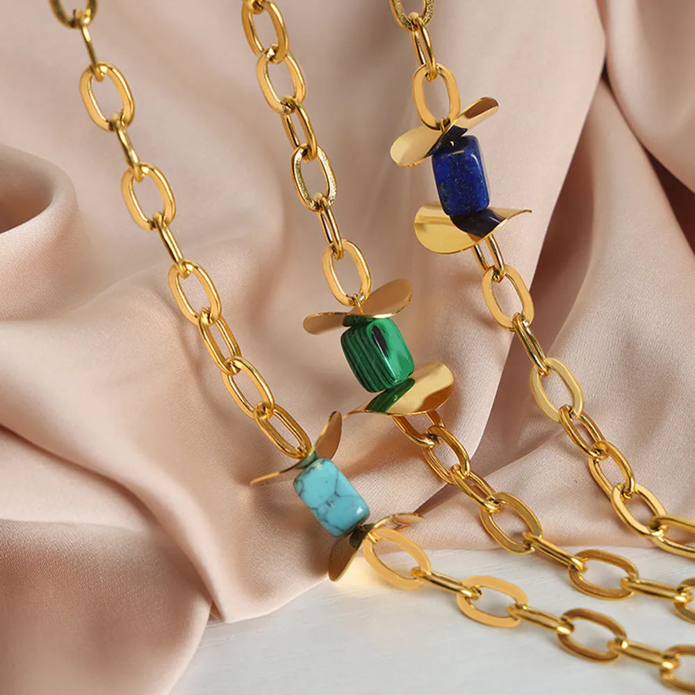 Natural Stone Pendant Titanium Steel Necklace - V.I.P Digital Presence