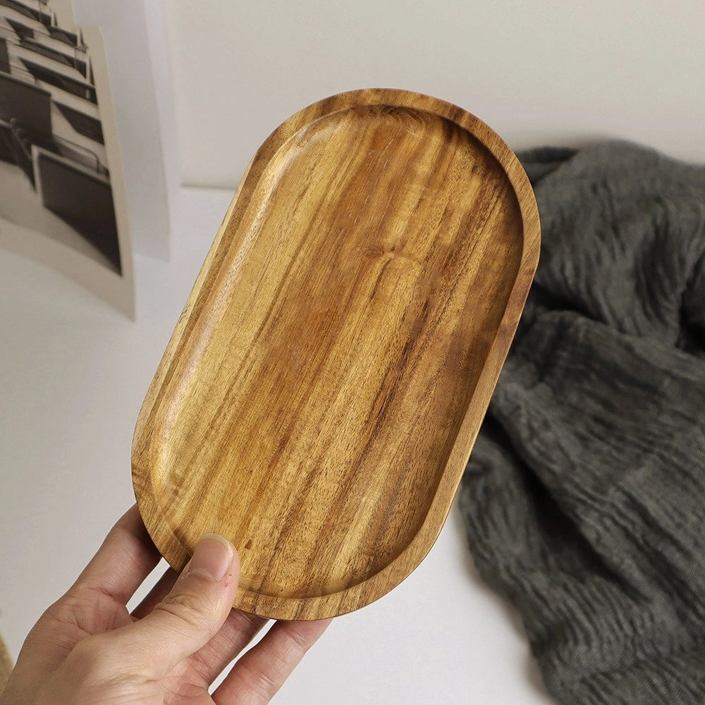 Acacia wooden fruit tray cake plate decoration Dim sum kitchen plate - V.I.P Digital Presence