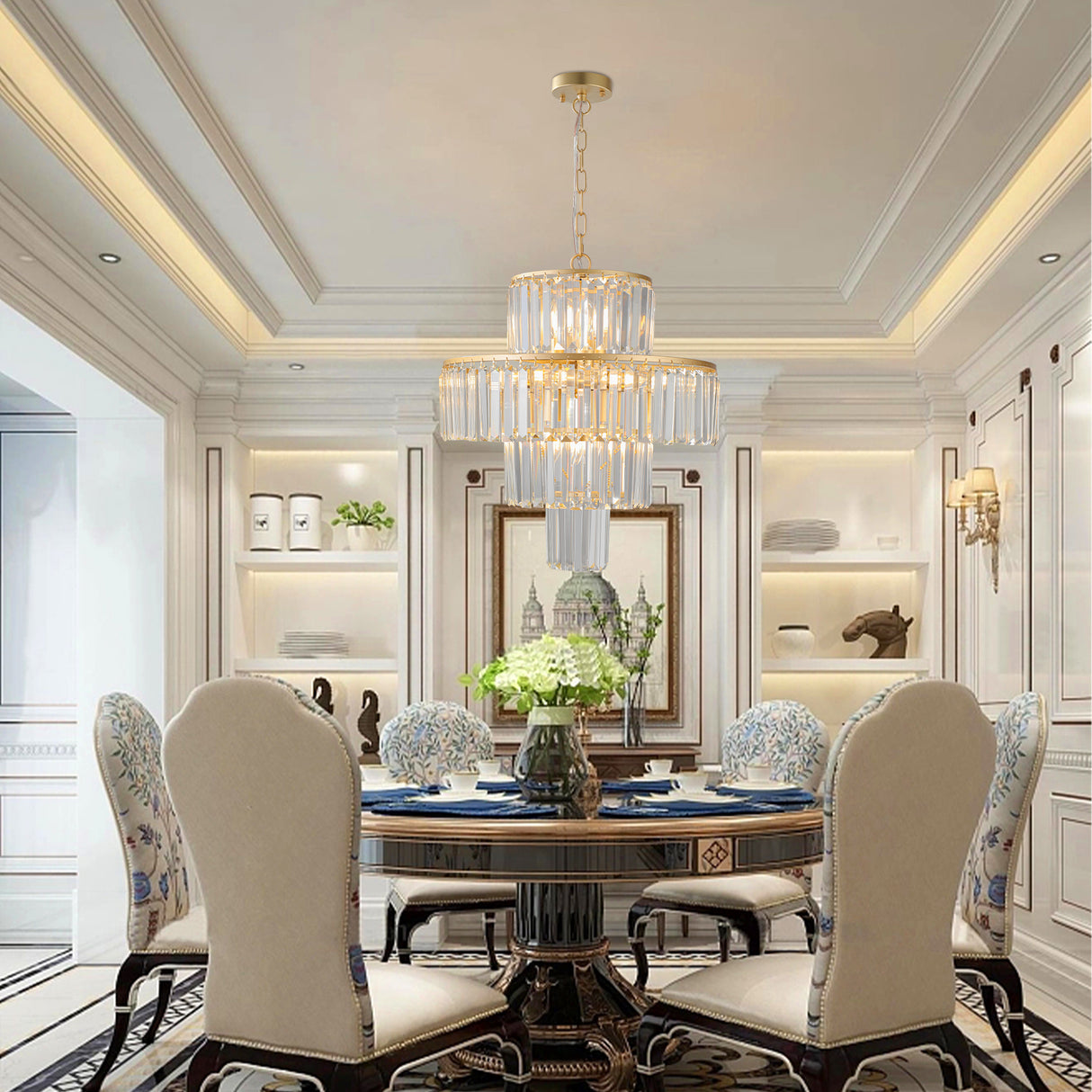 Luxury Crystal Chandelier Modern Chandeliers Lights Fixture Hanging Pendant Light Fixture Dia 19.7 Inch - V.I.P Digital Presence