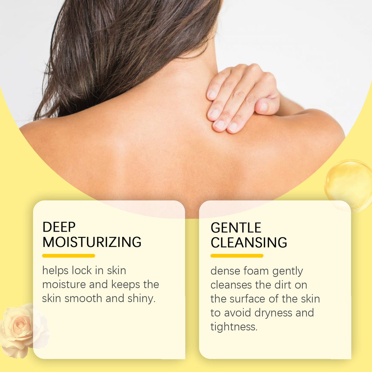 Gel de ducha perfumado que hidrata y nutre la piel, limpia e ilumina la piel, el cuerpo y la ducha con fragancia.