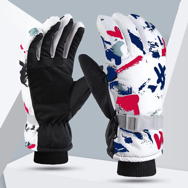 Winter Ski Gloves Warm Thermal Men Women Thickened Cotton Waterproof Non-Slip Warm Riding Outdoor Graffiti Snowboard Cycling - V.I.P Digital Presence