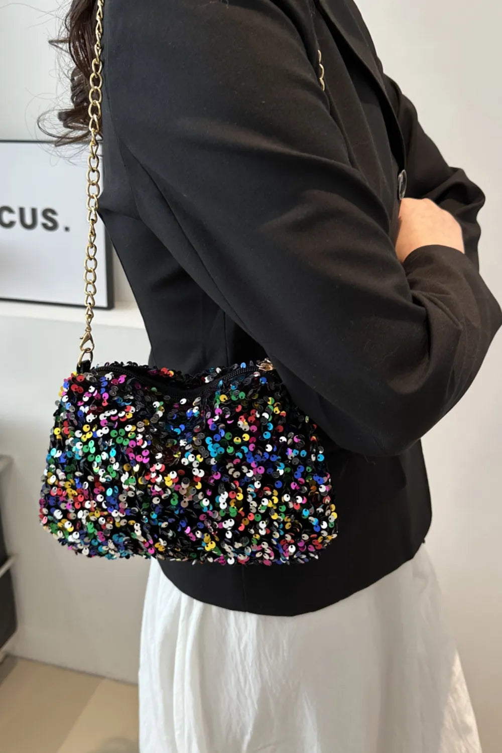 Sequin Removable Strap Shoulder Bag - V.I.P Digital Presence