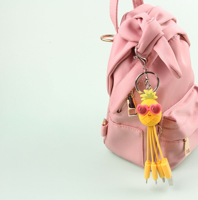 Creative cartoon data cable quirky peach blossom eye phone charging cable peach blossom eye pineapple fruit - V.I.P Digital Presence