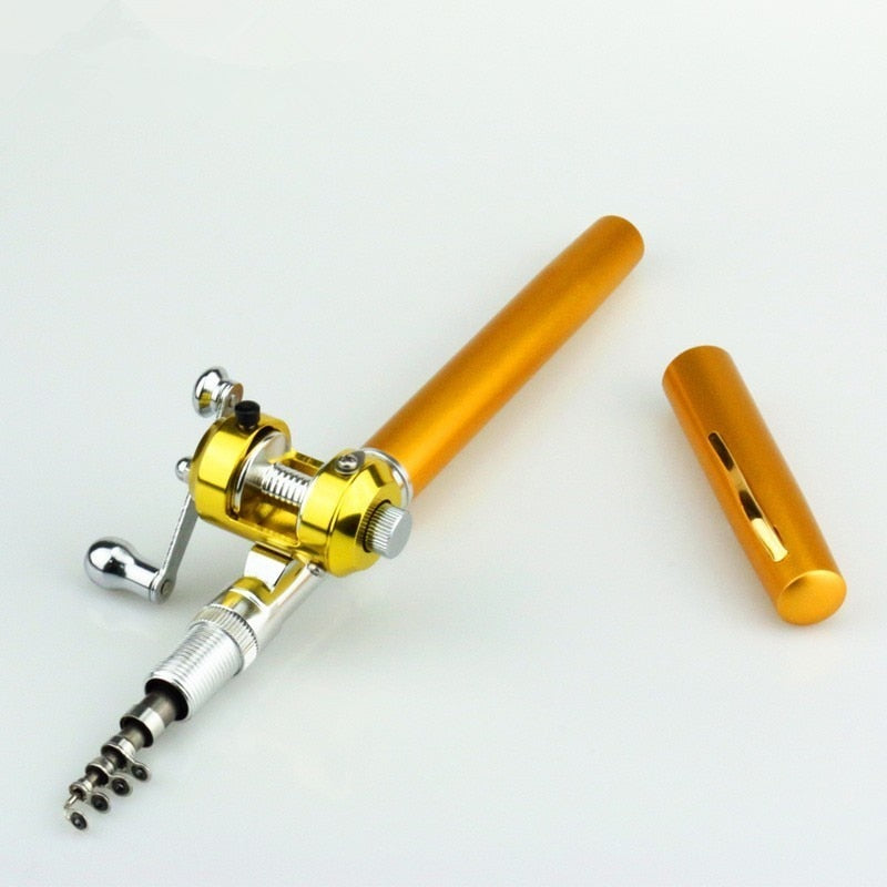 Portable Pocket Telescopic Mini Fishing Rod Pole Pen Shape Folded Fishing Rod With Reel Wheel For Outdoor River Lake Fishing - V.I.P Digital Presence
