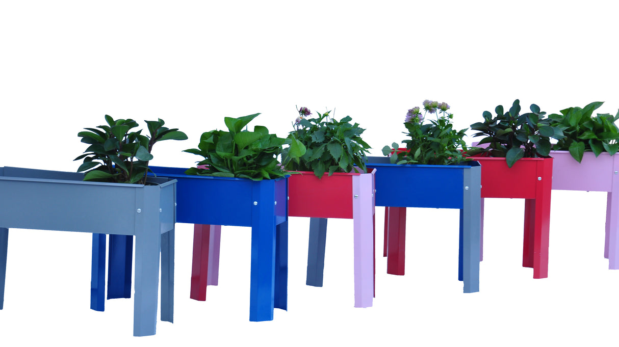 Elevated garden bed metal elevated outdoor flowerpot box suitable for backyard and terrace large flowerpot flower(Blue*2) - V.I.P Digital Presence
