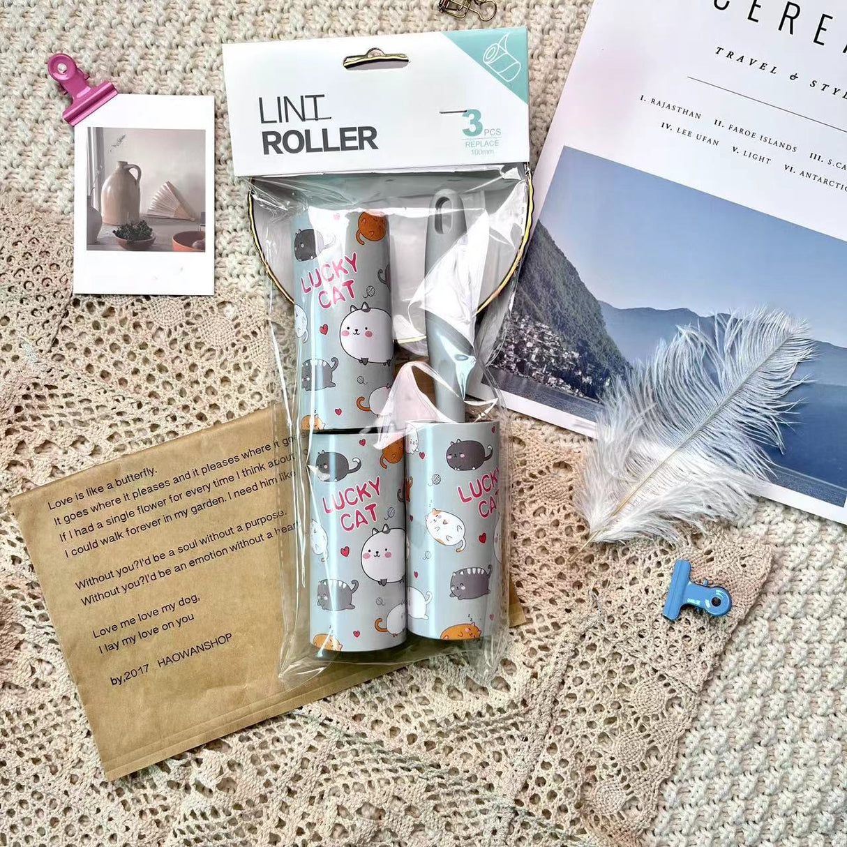 Cartoon pattern lint remover lint roller dust removal paper tearable clothing lint remover - V.I.P Digital Presence